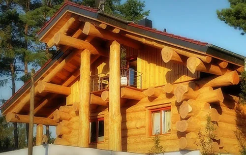 Naturstammhaus im modernen Stil